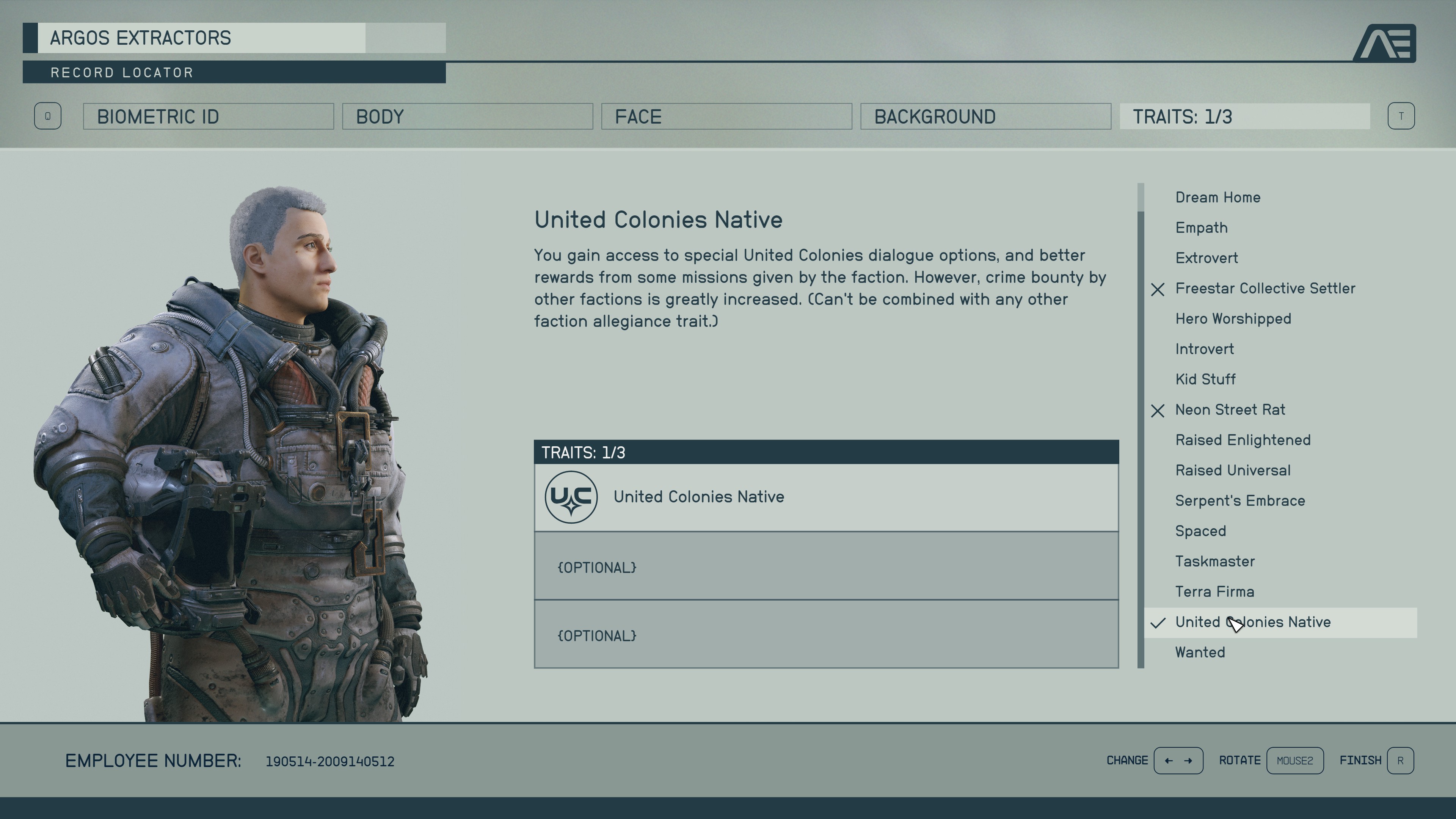 Starfield Traits United Colonies Native
